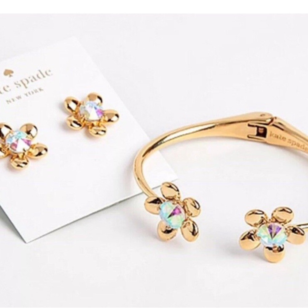 Kate Spade Gold Floral Bracelet and earrings
